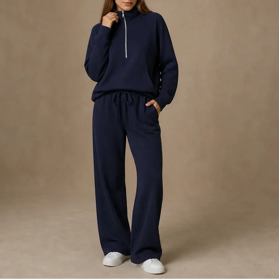 Ease & Elsewhere Ribbed Oversized Top And Wide-Leg Pants Set - Elena Harper