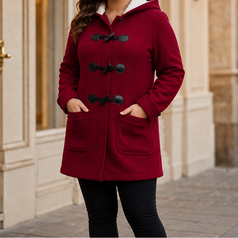 Coatelle Hooded Mid-Length Toggle Winter Coat - Elena Harper