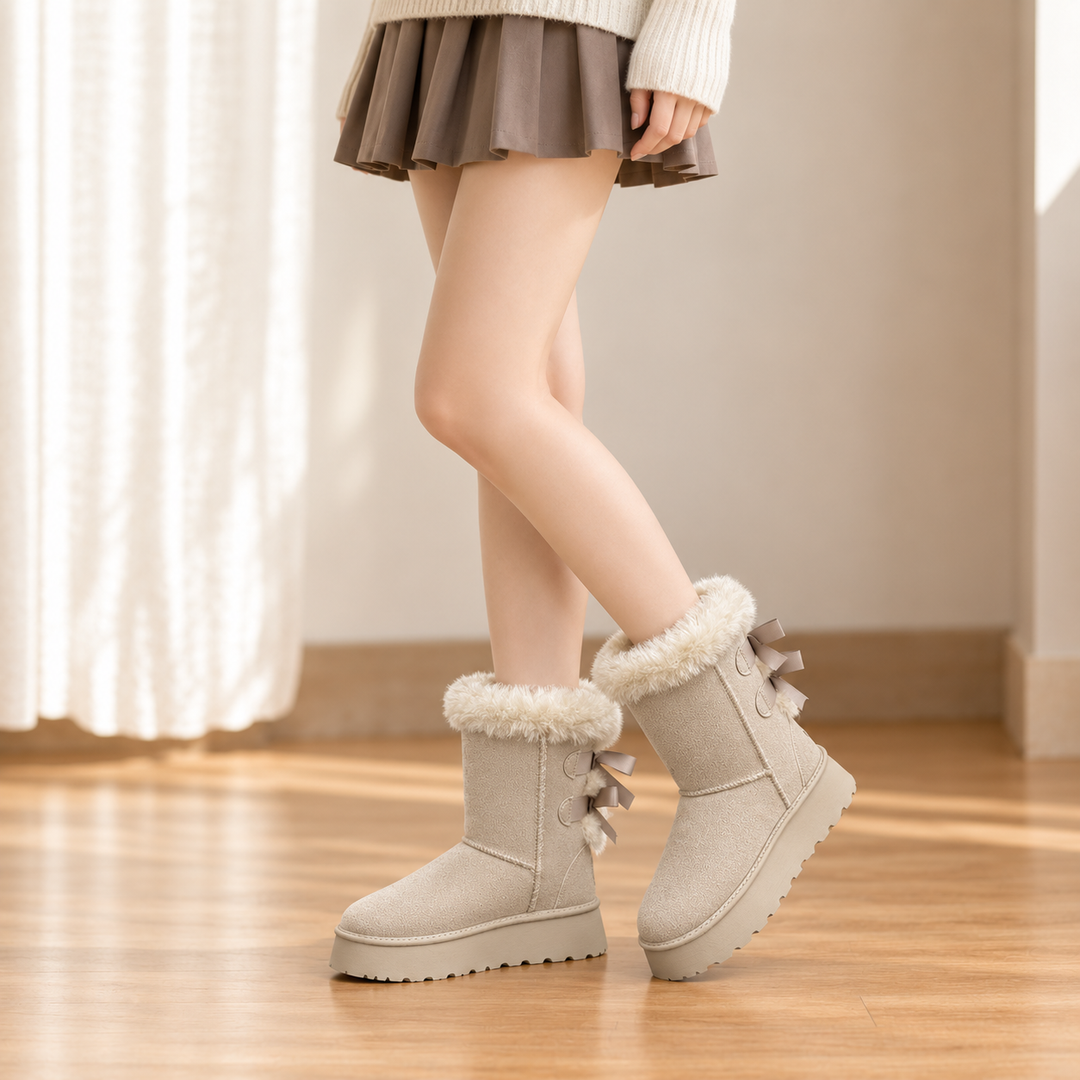 Bowelle Plush-Lined Platform Bow Winter Boots - Elena Harper