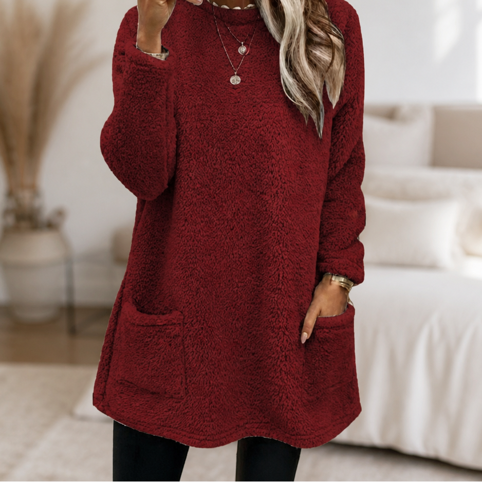 Coreheat Brushed Fleece-Lined Longline Tunic Top - Elena Harper