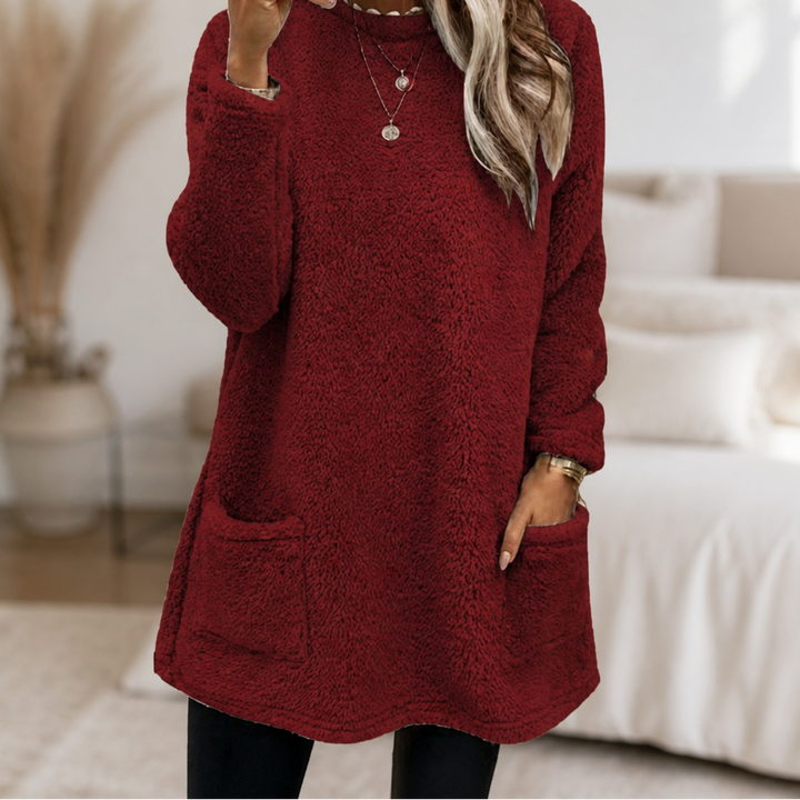 Coreheat Brushed Fleece-Lined Longline Tunic Top - Elena Harper