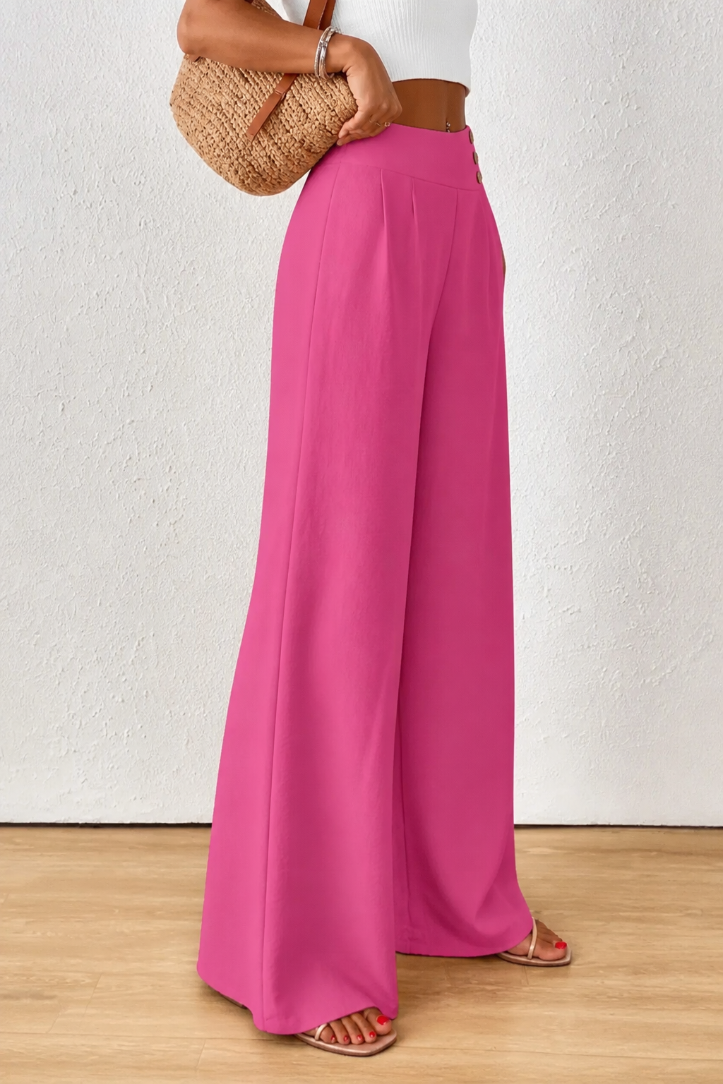 Draperie High-Waisted Pleated Wide-Leg Trousers - Elena Harper