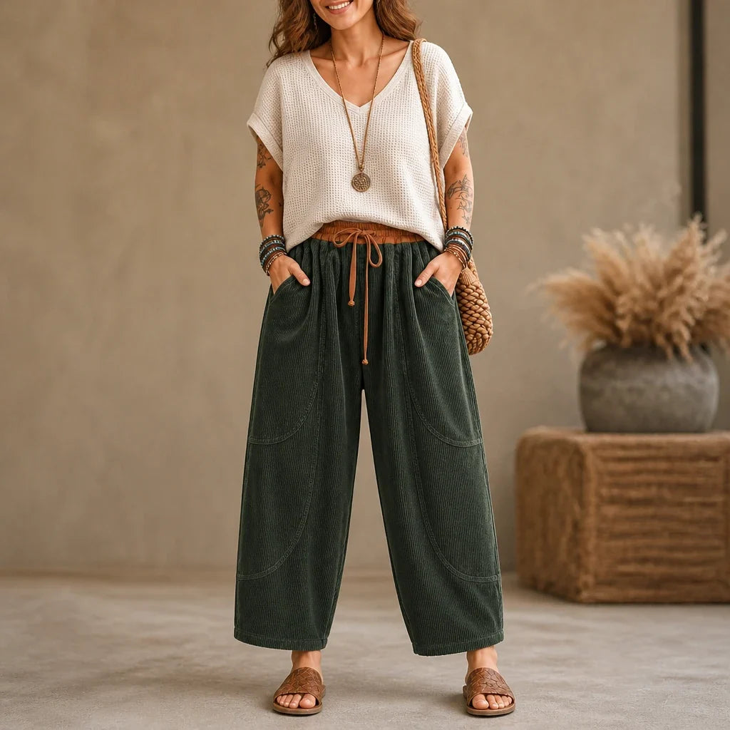 Colora – Color-Block Cropped Wide-Leg Pants