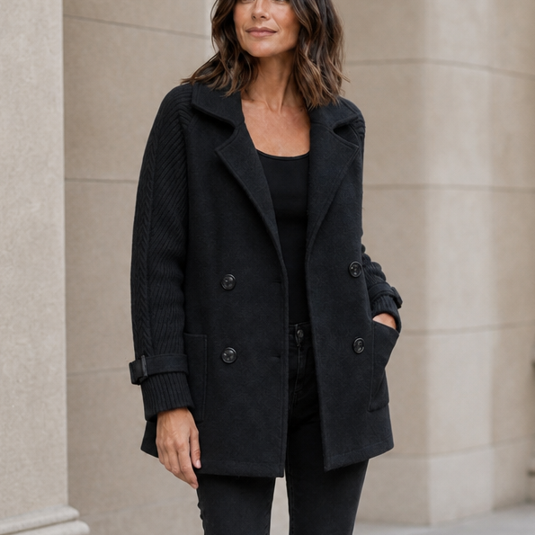 Doubletake Double-Breasted Lapel Coat - Elena Harper