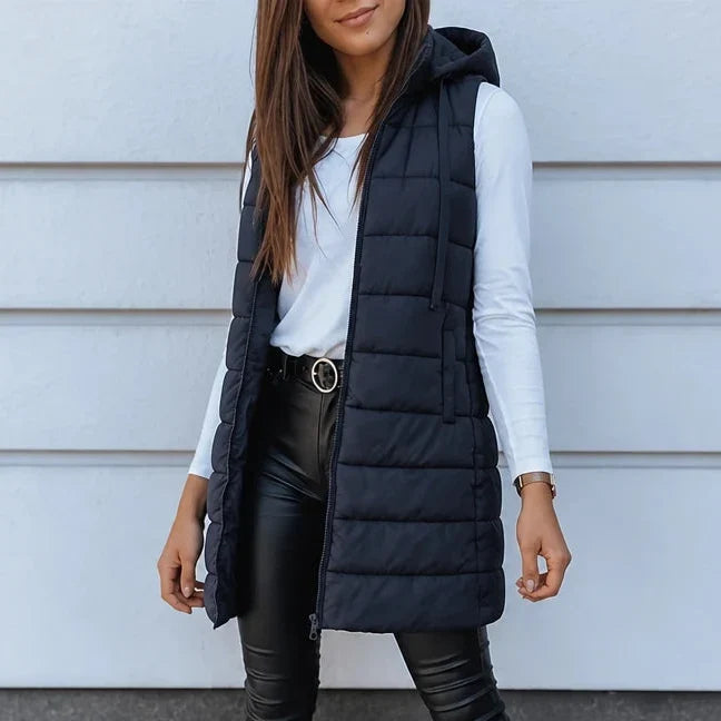Coverelle Long Hooded Puffer Vest - Elena Harper