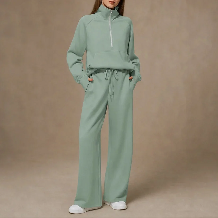 Ease & Elsewhere Ribbed Oversized Top And Wide-Leg Pants Set - Elena Harper