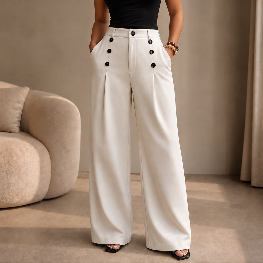 Bellora High-Waisted Pleated Wide-Leg Trousers - Elena Harper