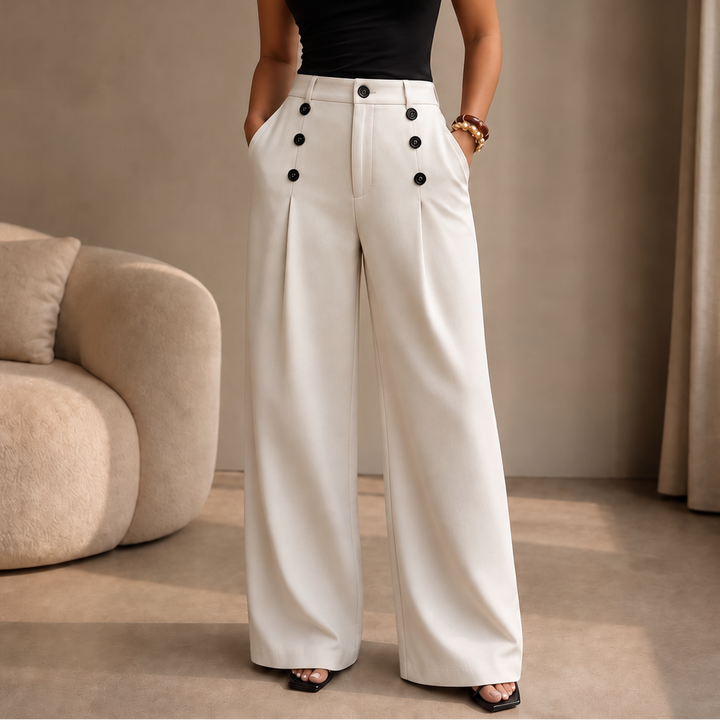 Bellora High-Waisted Pleated Wide-Leg Trousers - Elena Harper