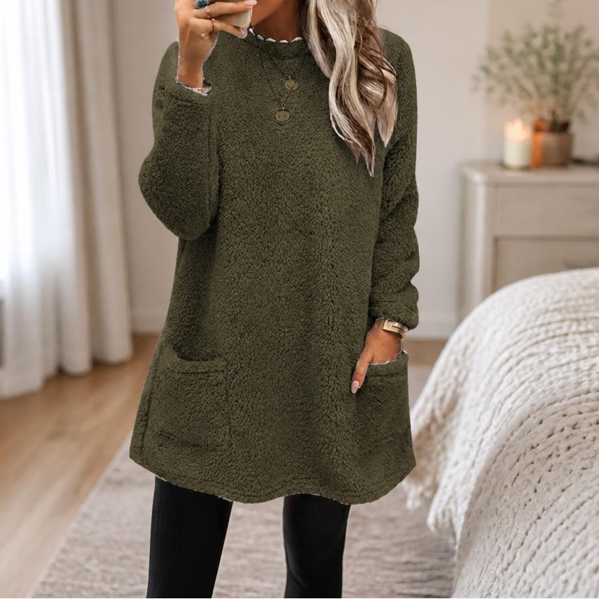 Coreheat Brushed Fleece-Lined Longline Tunic Top - Elena Harper