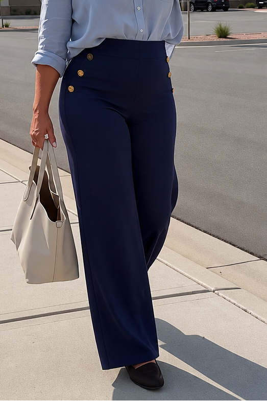 Curvella High-Waist Tummy-Control Wide Leg Pants - Elena Harper