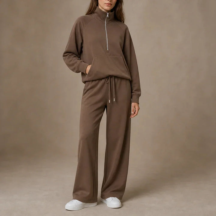 Ease & Elsewhere Ribbed Oversized Top And Wide-Leg Pants Set - Elena Harper