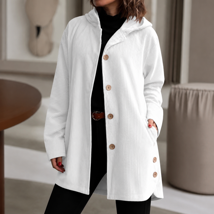 Corduvie Ribbed Corduroy Hooded Overshirt - Elena Harper