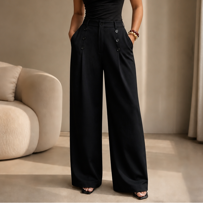 Bellora High-Waisted Pleated Wide-Leg Trousers - Elena Harper