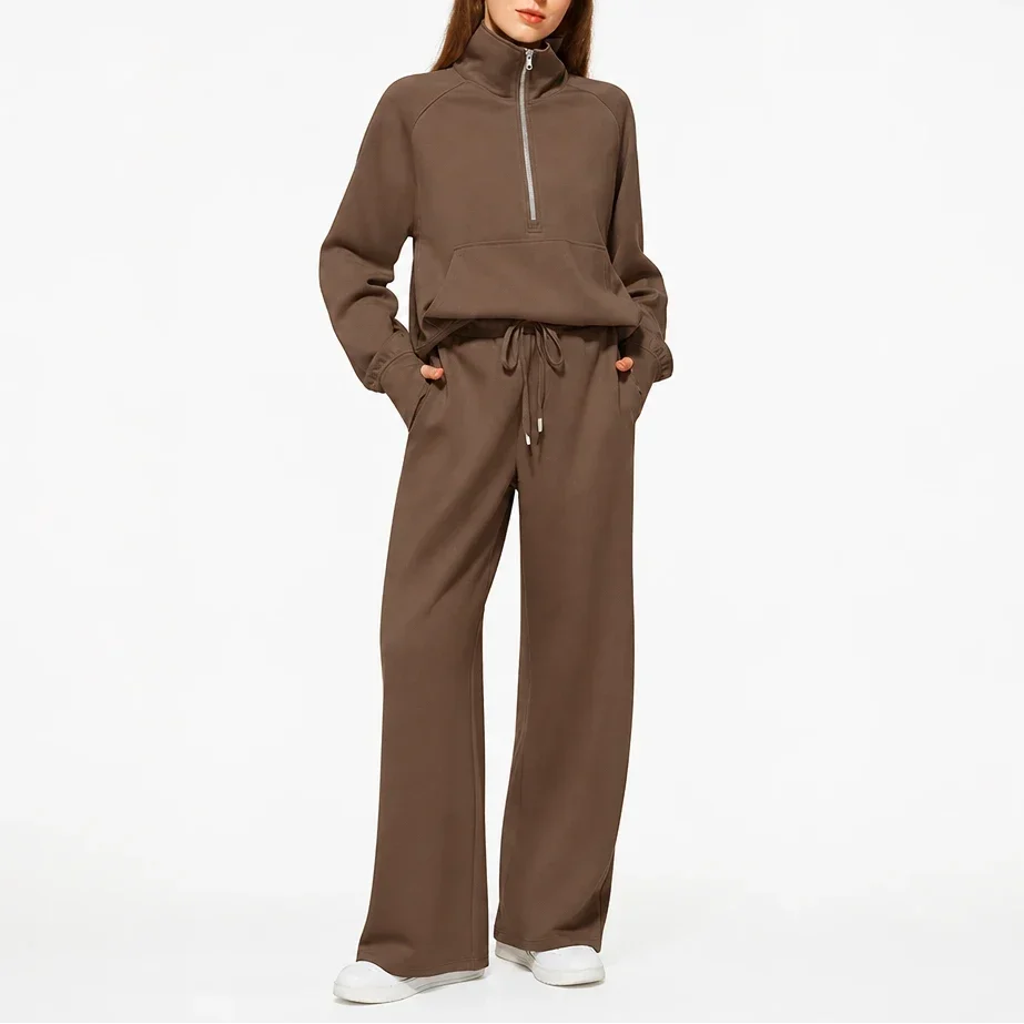 Easewell – Half-Zip Top And Wide-Leg Trouser Set