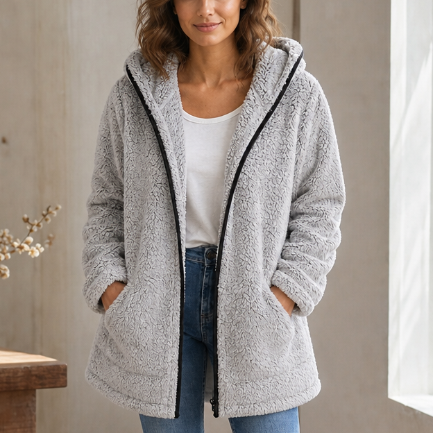 Cozyelle Plush Hooded Cardigan - Elena Harper