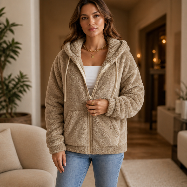 Cloudhug Hooded Plush Zip-Up Jacket - Elena Harper