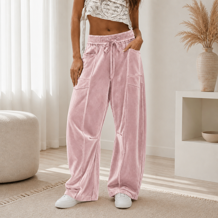 Draperie Ribbed Corduroy Wide-Leg Drawstring Pants - Elena Harper