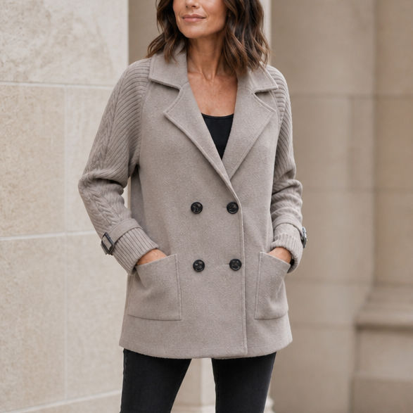 Doubletake Double-Breasted Lapel Coat - Elena Harper