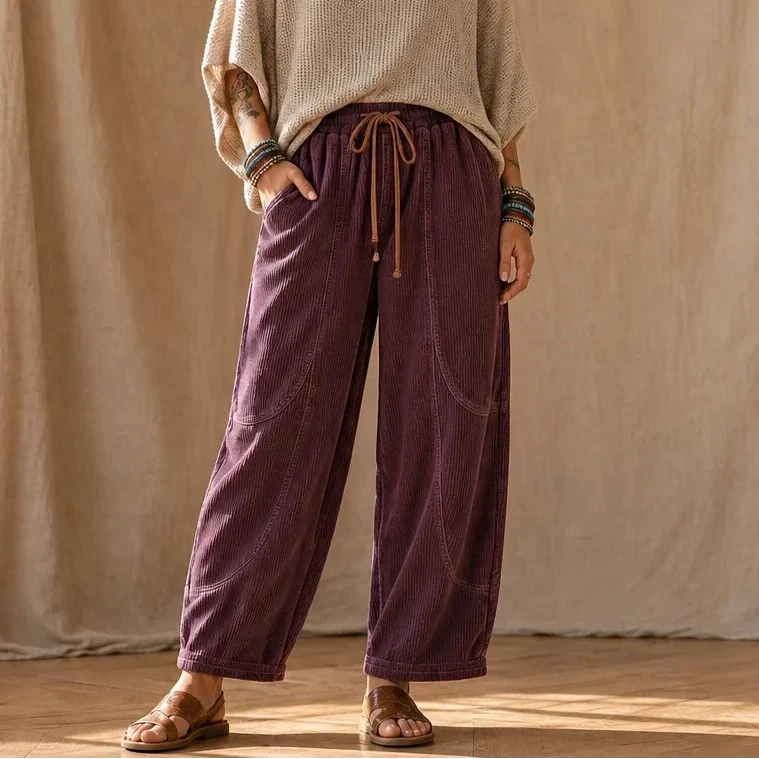 Cordelia – Ribbed Corduroy-Look Lantern Pants