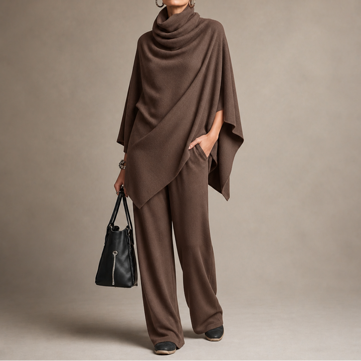 Draveny Draped Cowl-Neck Top And Trouser Set - Elena Harper
