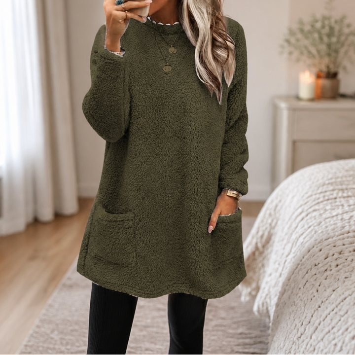 Coreheat Brushed Fleece-Lined Longline Tunic Top - Elena Harper