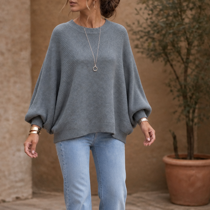 Drapeva – Fitted Cuff Batwing Knit Pullover