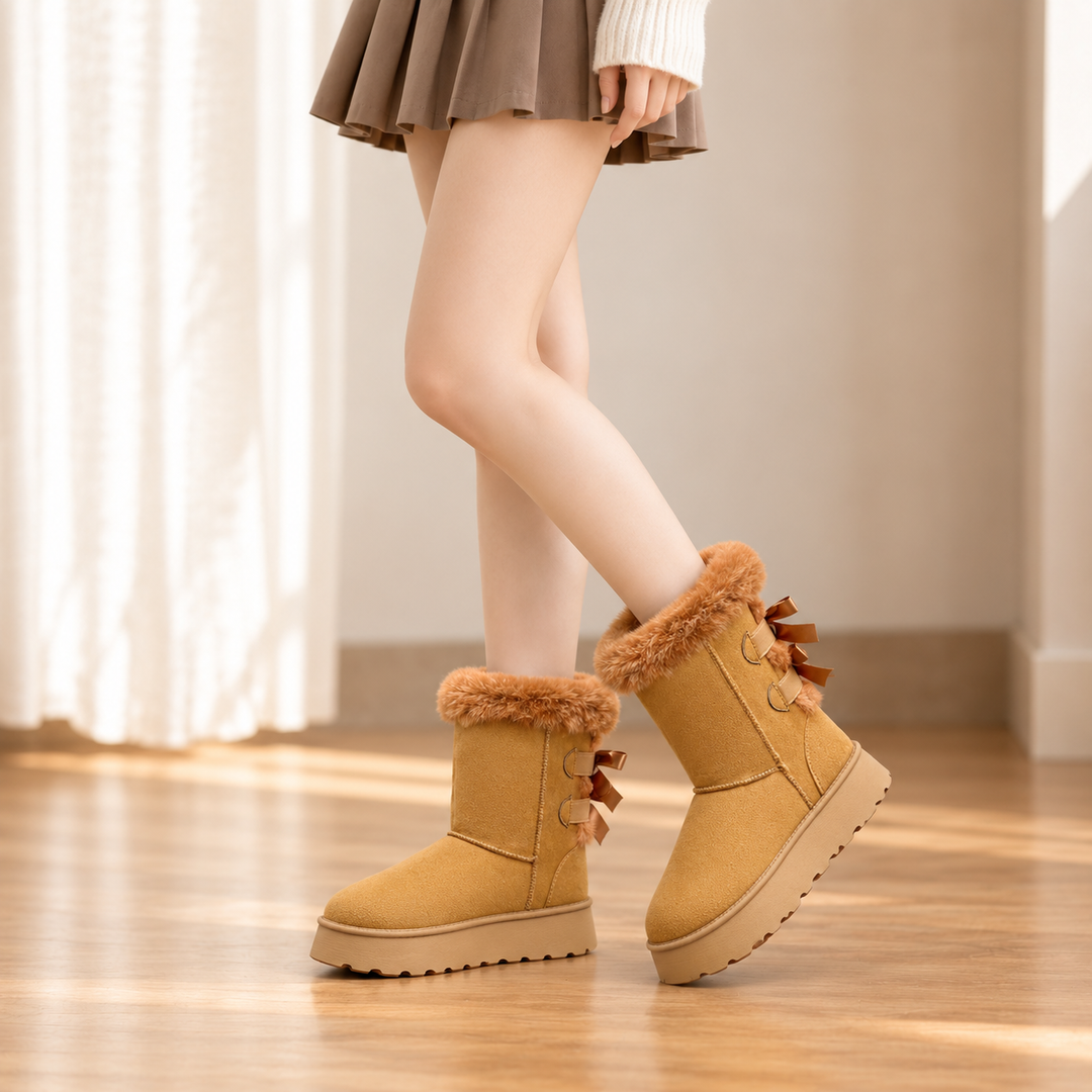 Bowelle Plush-Lined Platform Bow Winter Boots - Elena Harper