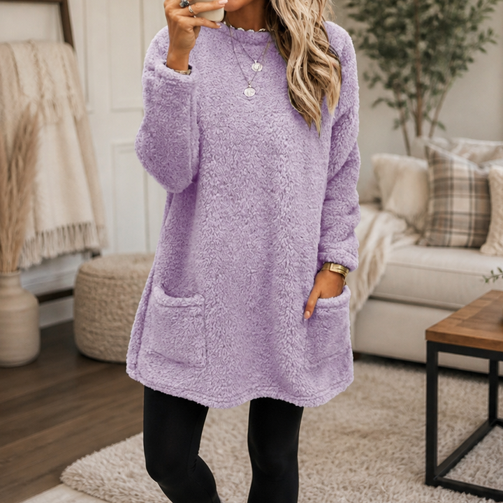 Coreheat Brushed Fleece-Lined Longline Tunic Top - Elena Harper