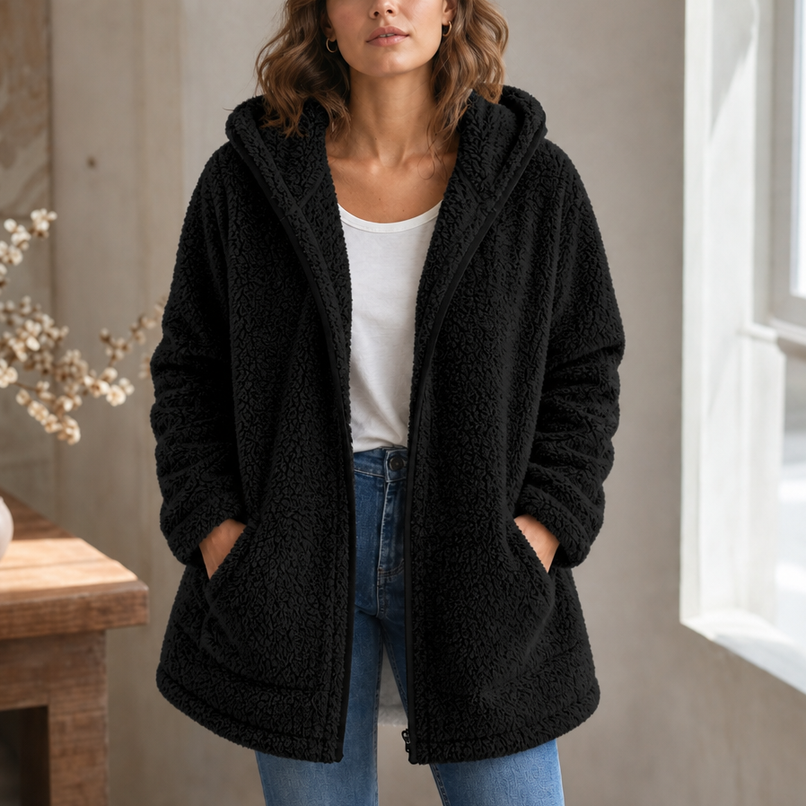 Cozyelle Plush Hooded Cardigan - Elena Harper