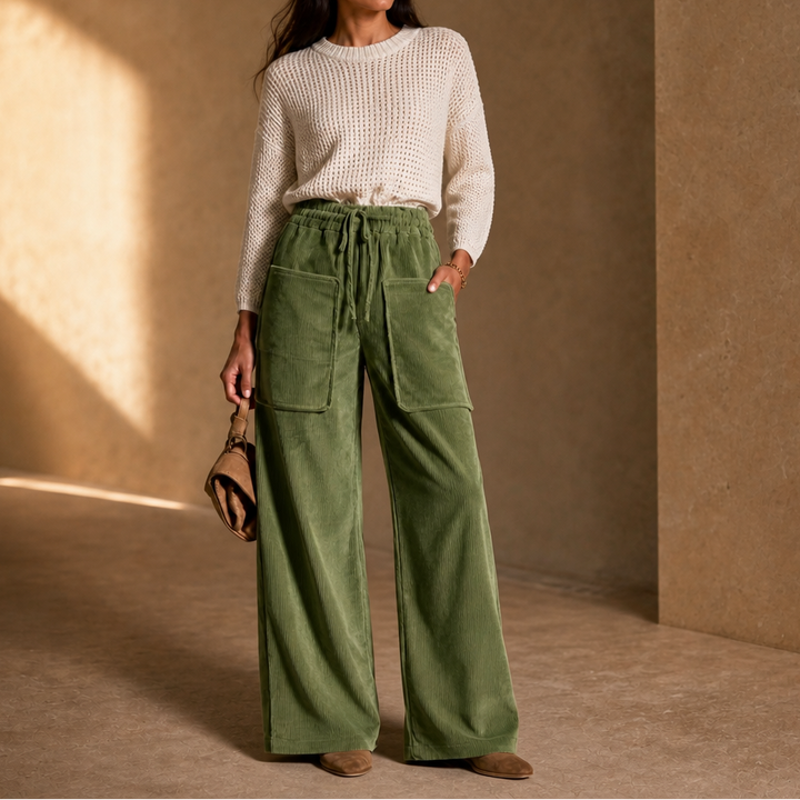 Cordella – Ribbed Corduroy Wide-Leg Pants