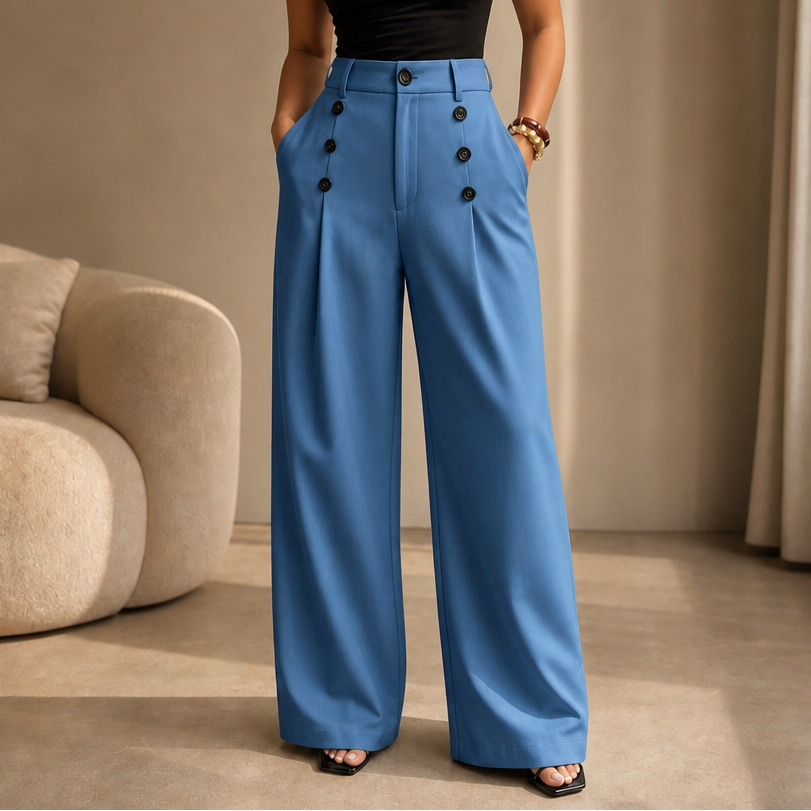 Bellora High-Waisted Pleated Wide-Leg Trousers - Elena Harper