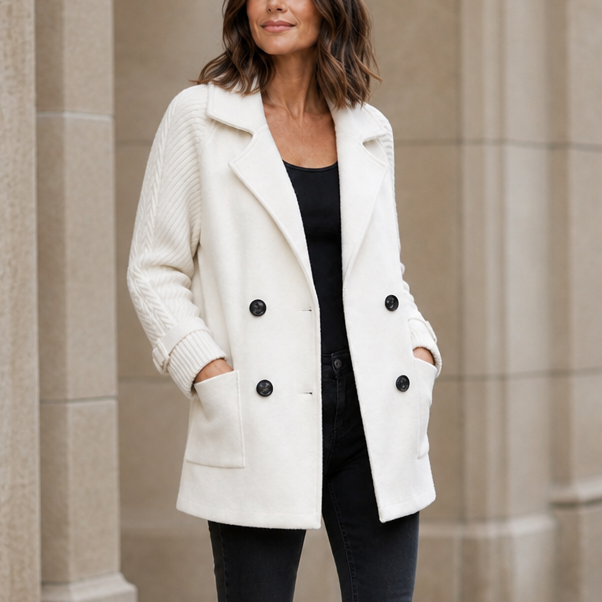 Doubletake Double-Breasted Lapel Coat - Elena Harper