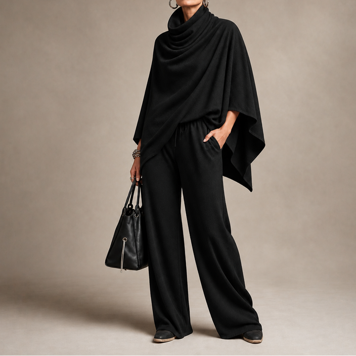 Draveny Draped Cowl-Neck Top And Trouser Set - Elena Harper