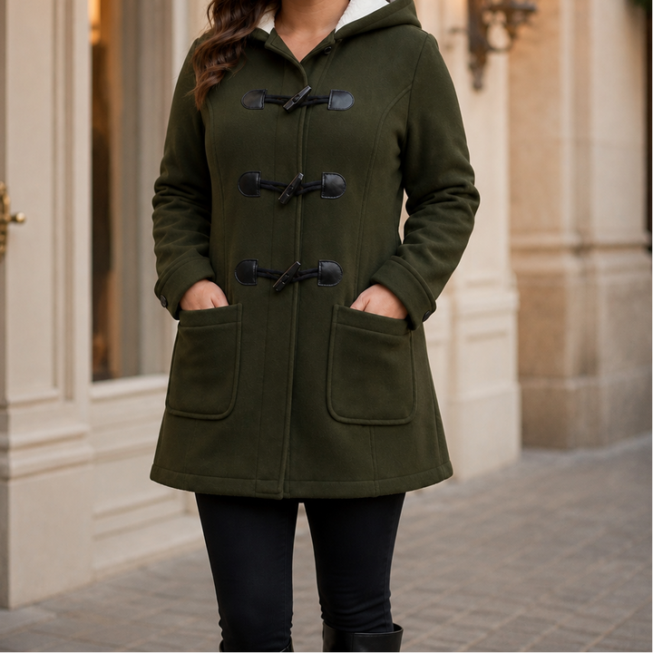 Coatelle Hooded Mid-Length Toggle Winter Coat - Elena Harper