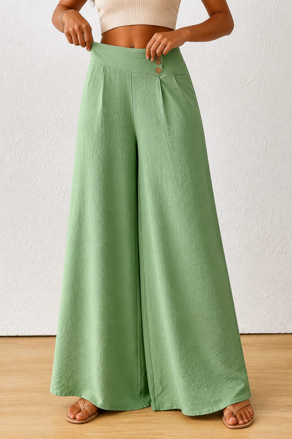 Draperie High-Waisted Pleated Wide-Leg Trousers - Elena Harper