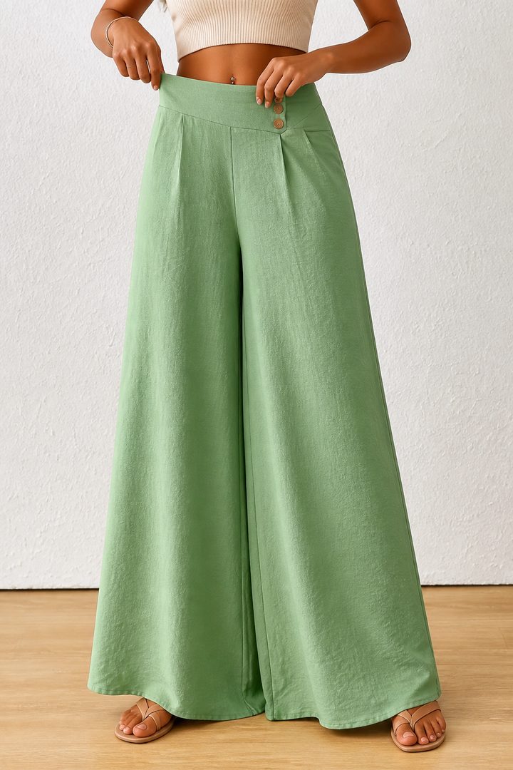 Draperie High-Waisted Pleated Wide-Leg Trousers - Elena Harper