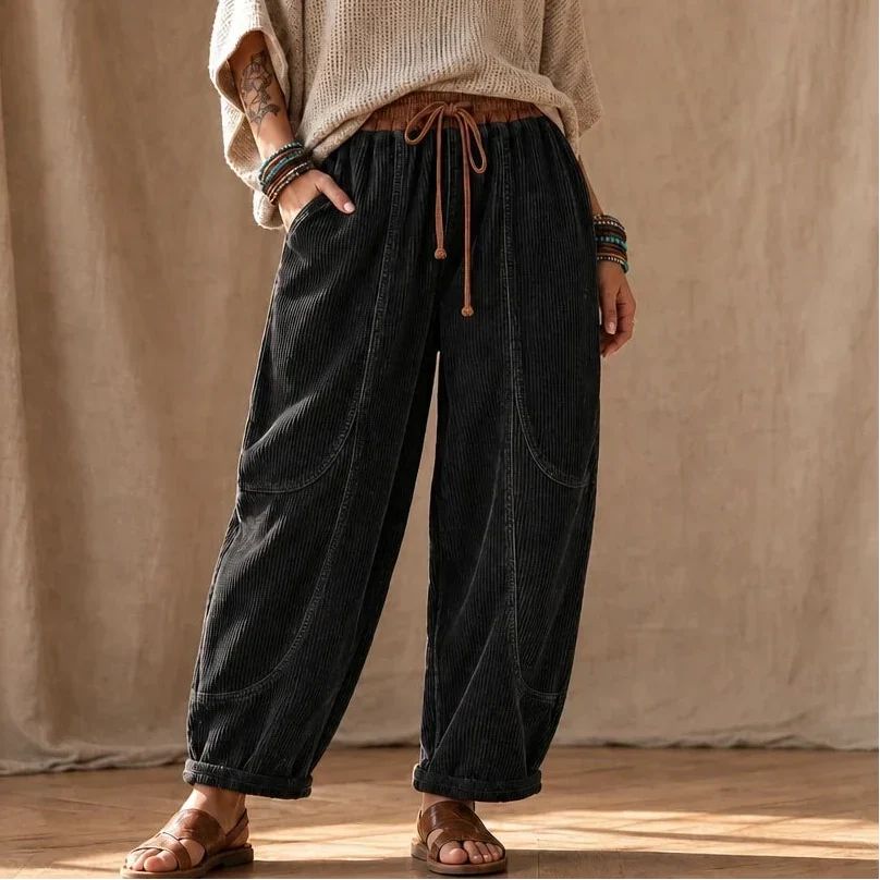 Cordelia – Ribbed Corduroy-Look Lantern Pants