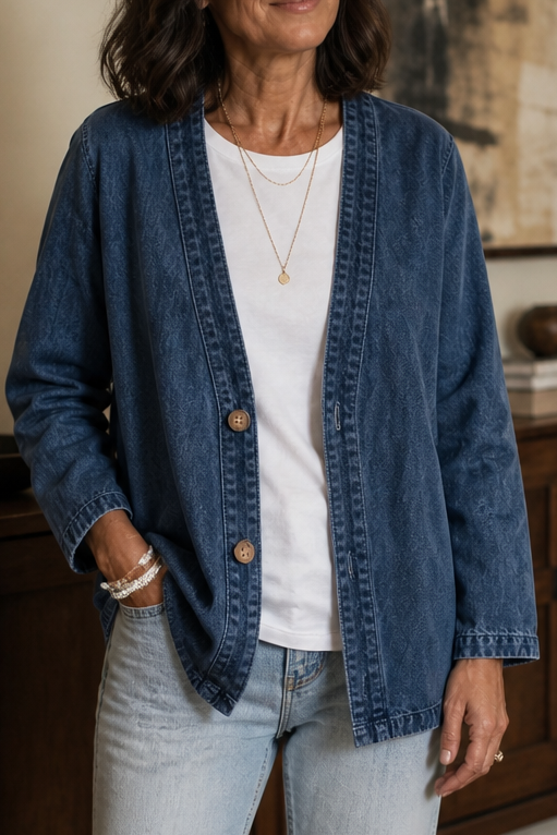 Corriveau Washed Denim-Look Jacket - Elena Harper