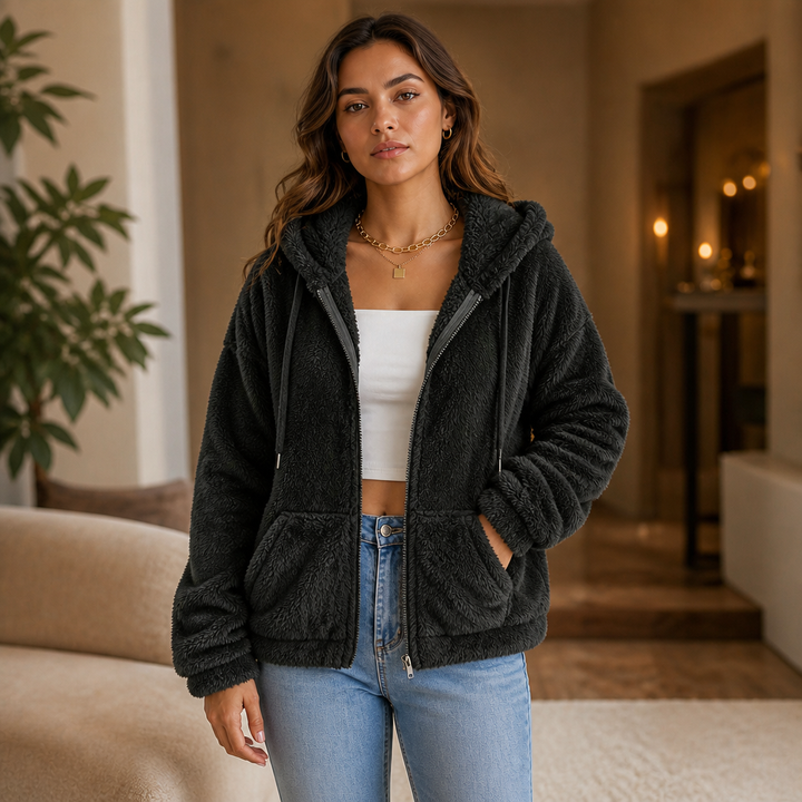 Cloudhug Hooded Plush Zip-Up Jacket - Elena Harper
