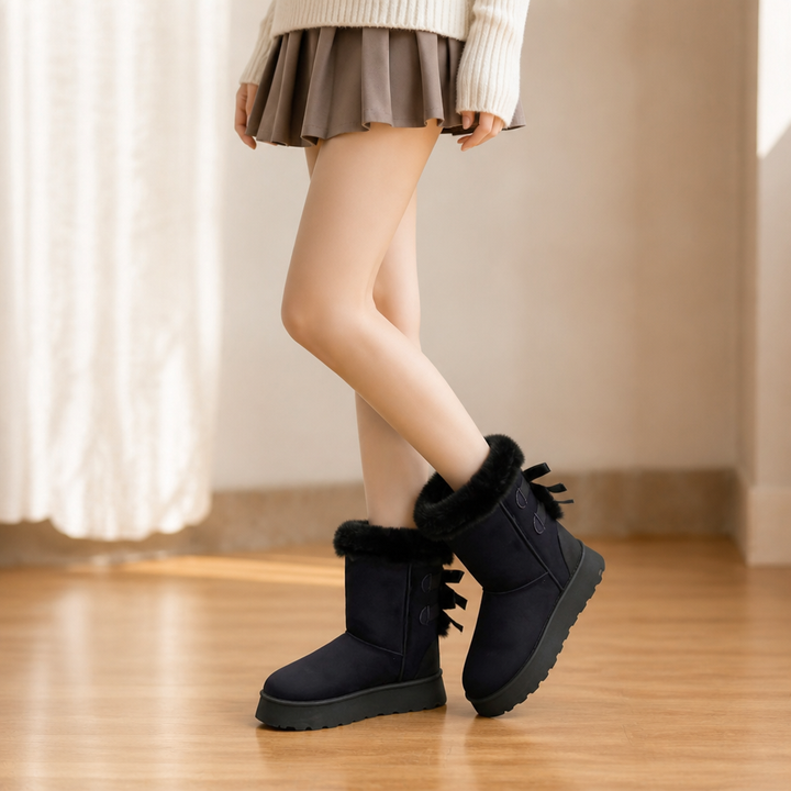 Bowelle Plush-Lined Platform Bow Winter Boots - Elena Harper