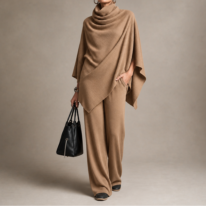 Draveny Draped Cowl-Neck Top And Trouser Set - Elena Harper