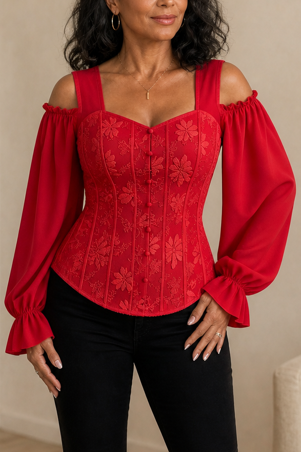 Corsetta Floral Off-Shoulder Corset-Look Top - Elena Harper