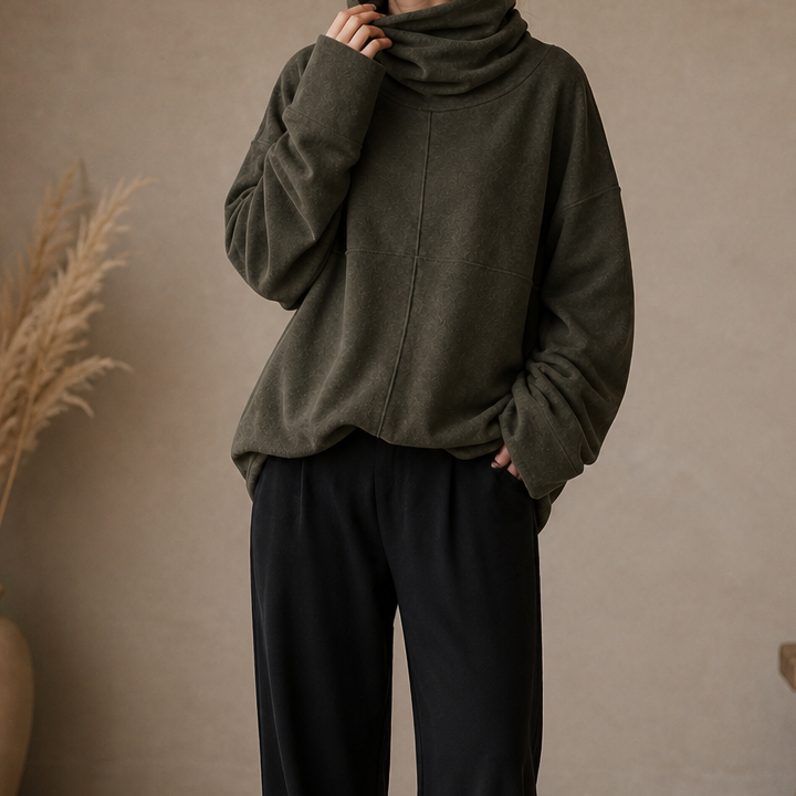 Cowlmara Brushed Cowl-Neck Oversized Pullover - Elena Harper