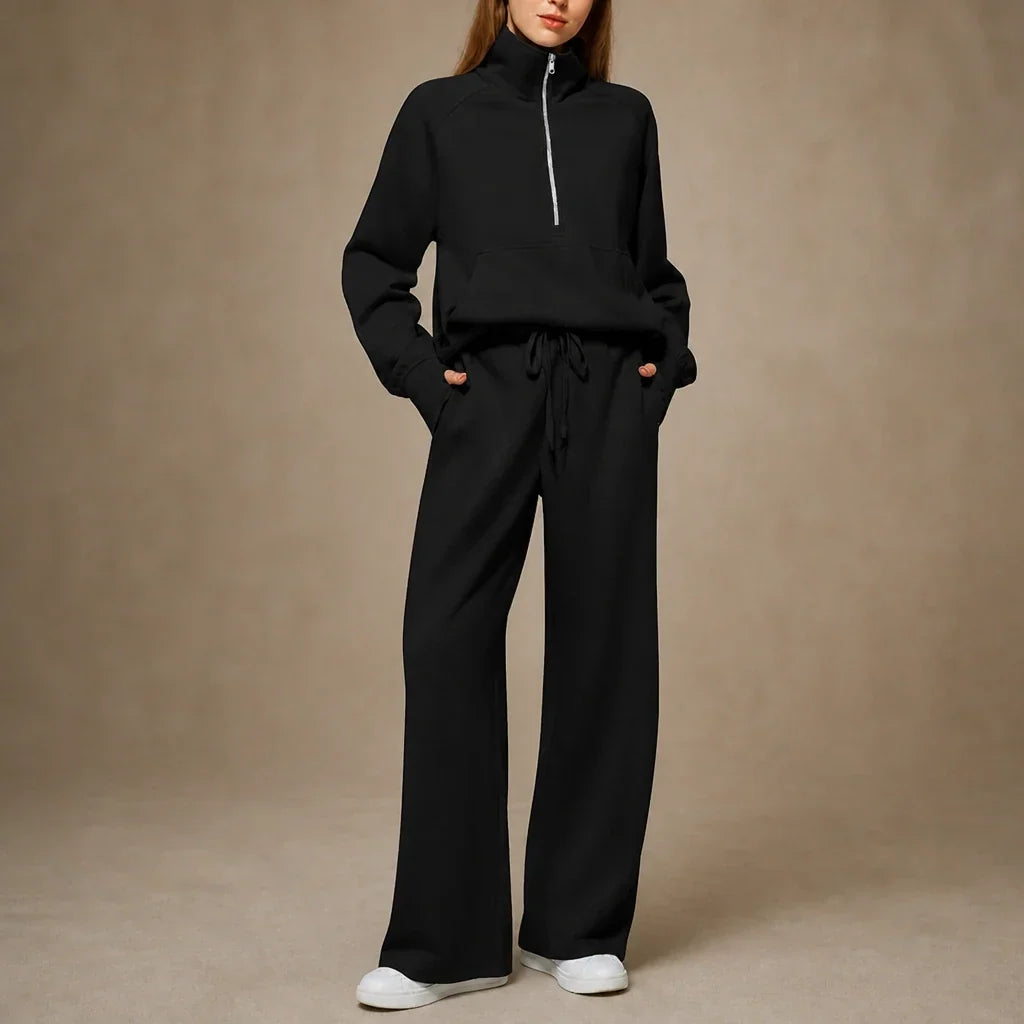 Ease & Elsewhere Ribbed Oversized Top And Wide-Leg Pants Set - Elena Harper