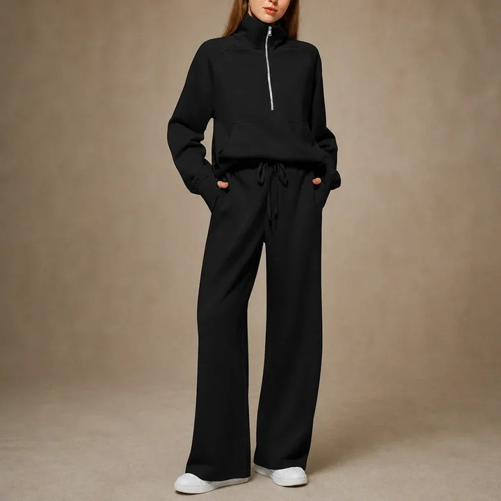 Ease & Elsewhere Ribbed Oversized Top And Wide-Leg Pants Set - Elena Harper