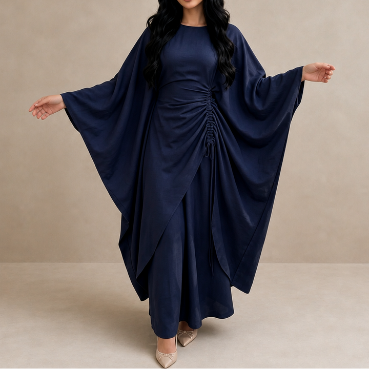 Cinchara Ruched Waist Batwing Kaftan Two-Piece Set - Elena Harper
