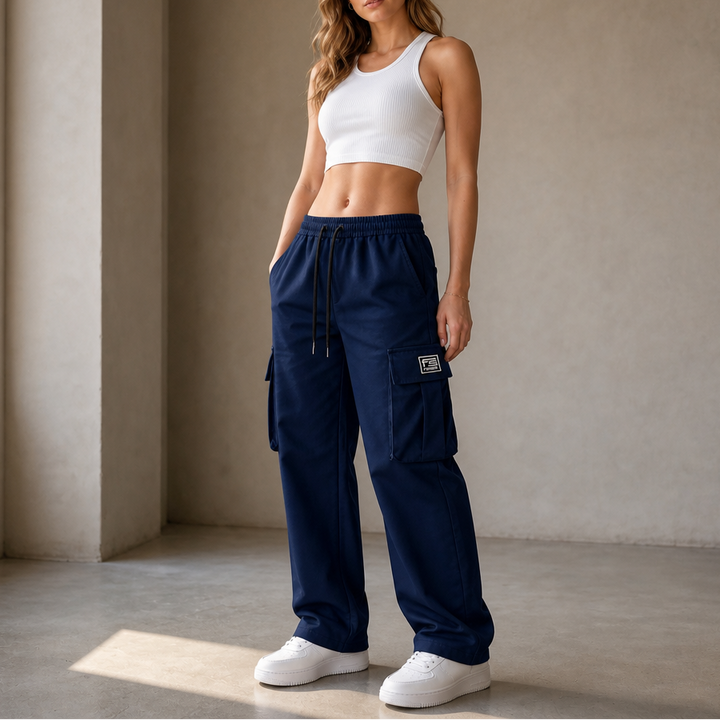 Easeway Relaxed Straight-Leg Cargo Pants - Elena Harper