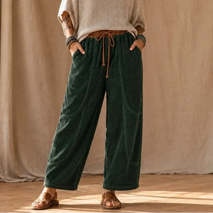 Cordelia – Ribbed Corduroy-Look Lantern Pants