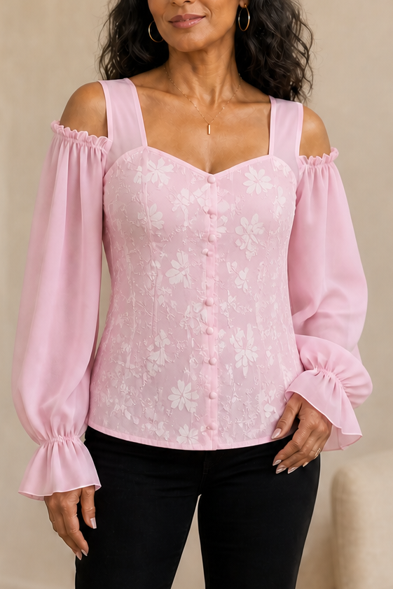 Corsetta Floral Off-Shoulder Corset-Look Top - Elena Harper