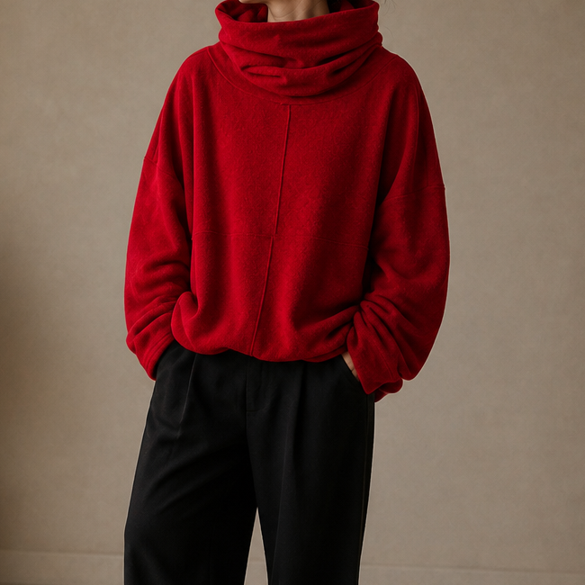 Cowlmara Brushed Cowl-Neck Oversized Pullover - Elena Harper